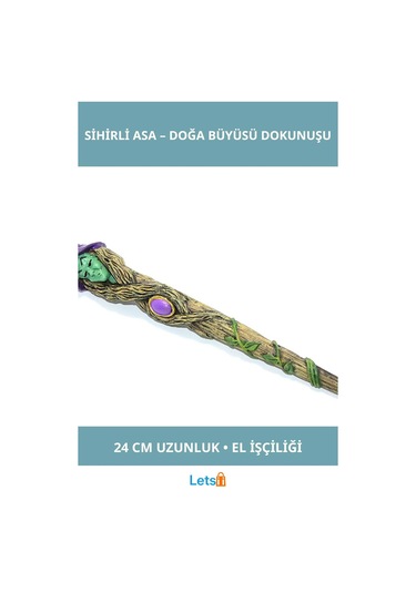 Polyester Sihirli Asa 24 Cm Druid Temalı Büyülü Aksesuar 1 Adet