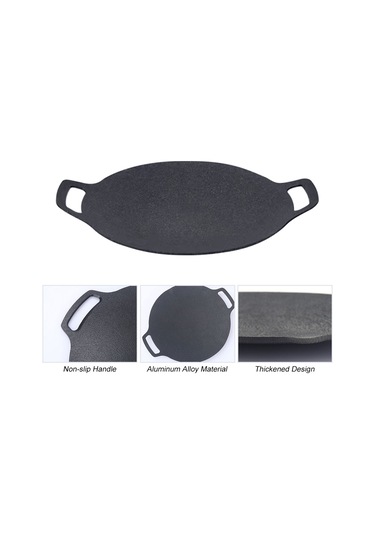 Kosona 30cm Çok Amaçlı Teflonlu Mangal Tepsisi: İç/ Dış Mekan, Elektrikli Ocak Uyumlu, Kalın Alüminyum, Kolay Temizleme Siyah