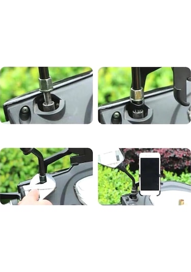 Navigasyon Ayna Bağlantılı Motosiklet Bisiklet Telefon Tutucu