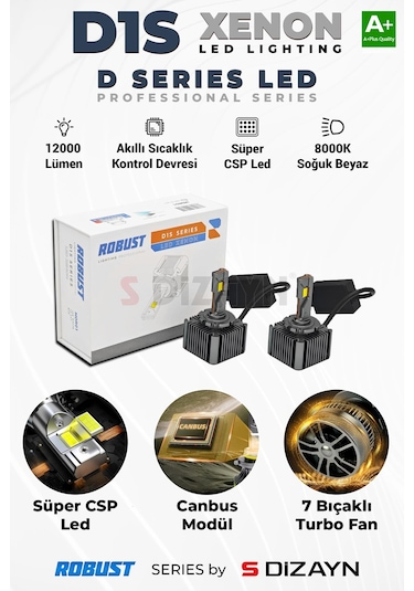 S-dizayn D1s Led Xenon / 60w / 12000 Lm / 8000k A+ Kalite