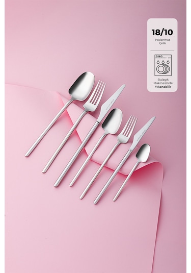 Emsan Destrier 84 Parça 12 Kişilik Kutulu Çatal Kaşık Bıçak Takı Gümüş