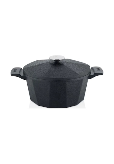 Dodeca Quartz 3534 Bio Granit Döküm 7 Parça Tencere Tava Çeyiz Seti Siyah Siyah