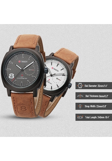 Geeksen Erkekler İçin Klasik İş Saatleri - Kuvars Hareketli, Analog Ekran, Pu Deri Kordon, Siyah 8139 Çok Renkli