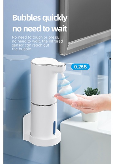 Otomatik Köpük Sabunluk Usb Şarjlı Akıllı Sensörlü Dispenser Beyaz