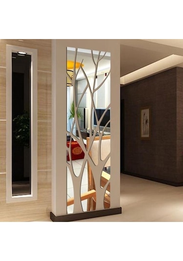 Siyah Modern Akrilik Ayna Duvar Sticker Ayrılabilir Çıkartması Sanatsal Fresk Duvar Sticker Ev Odası Dıy Dekor Ağacı Siyah