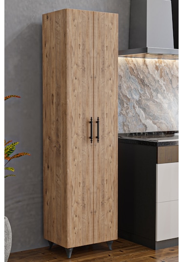 Ae-3085 Selen Çok Amaçlı Çam Dolap 7 Raflı, 2 Kapaklı Mutfak