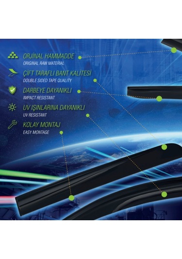 Skoda Octavia 2013 2014 2015 2016 2017 2018 2019 İle Uyumlu Sport Style Cam Rüzgarlığı 4lü Set Sunplex