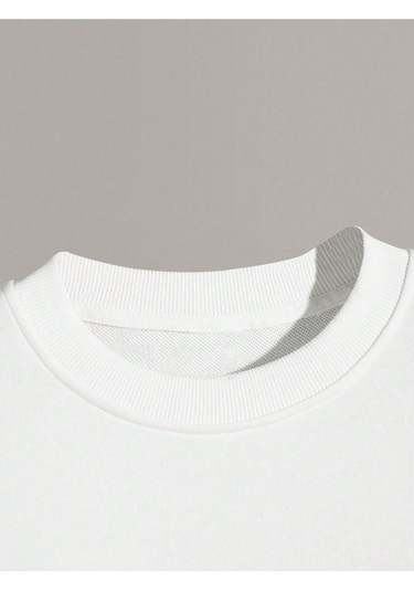 Coko Serisi Floral Print Drop Shoulder Sweatshirt Beyaz-pg-8393 Beyaz