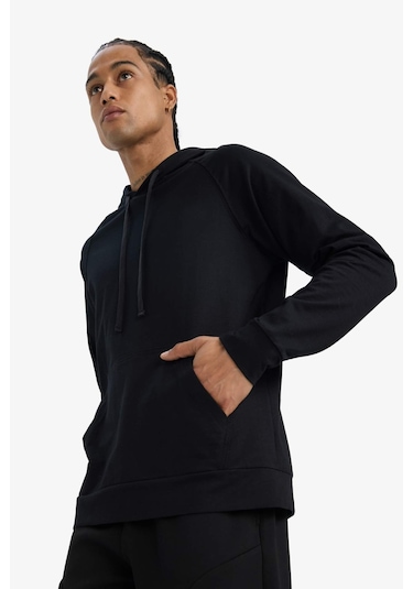 DeFactoFit Standart Fit Kapüşonlu Sporcu Sweatshirt D8014AX25SPBK81
