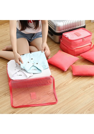 Mufunye Fabrika Satışı Oxford Kumaş 6 Parçalı Seyahat Seti - Takım Elbise Ve İç Çamaşırı Organizasyon Çantası Gri Gri