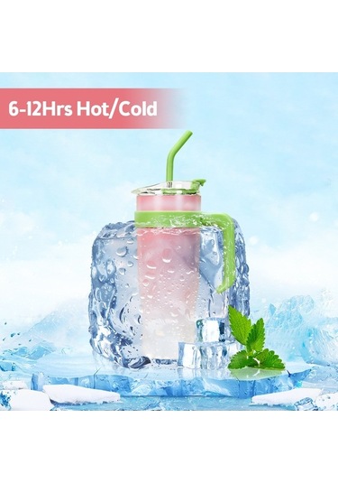 Moly 304 Çelik 1.2l Isı/sıcaklık Saklama Bardak, Pipetli, Arabaya Uygun, Yeşil Gradyan, 6-12 Saat Kapasite