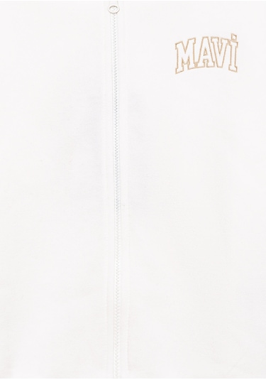 Mavi - Mavi Logo Baskılı Kapüşonlu Beyaz Sweatshirt 7s10051-70057 Beyaz