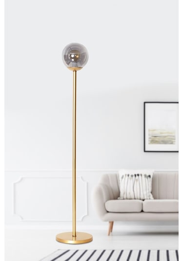 Luzarana Glob Sarı Metal Gövde Füme Camlı Tasarım Lüx Yerden Aydınlat...