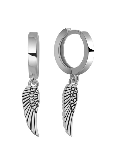 925 Ayar Gümüş Kanat Detaylı Halka Küpe-tarzınıza Özgürlük Katın Gümüş