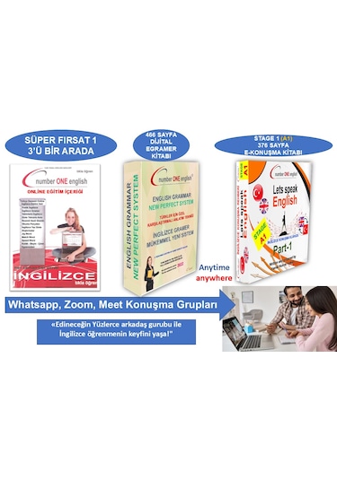 E-gramer Kitabı+ A1-ekonuşma Rehberi-online Eğitim+konuşma Sınıfı