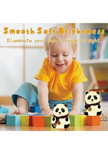 Panda Lamba, Panda Dokunmatik Silikon Lamba, Çocuk Yatak Odası İçin 7 Renk Değiştiren Işık