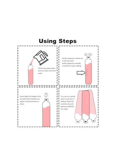 Suofeng Yumuşak Kılıflı 2l Büyük Kapasiteli Sıcak Su Torbası - Bel, Omuz Ağrıları Ve Soğuk Terapi İçin 112 Karakter Siyah