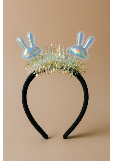 Kpop Korean Style Yılbaşı Yeni Yıl Çocuk Işıltılı Tavşan Kulaklı Taç Parti Aksesuarı Holografik Model