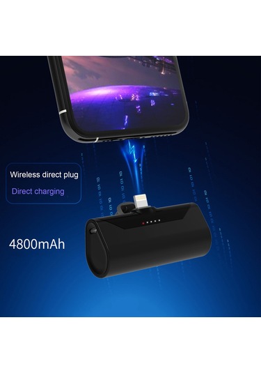 Vkemall 4800mah Siyah Mini Kapsül Power Bank - 20w Hızlı Şarj, Lightning/c/micro Usb Giriş, 100g Hafif Taşınabilir Siyah