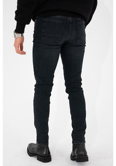 Erkek Taşlamalı Antrasit Slim Fit Likralı Esnek Jeans Kot Pantolon (492242320)