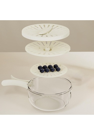 Suntek Drenaj Sepeti Pratik Kevgir Saklama Kabı Üzüm Sebze Beyaz