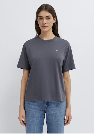 Mavi - Mavi Logo Baskılı Gri Tişört 1613882-83620