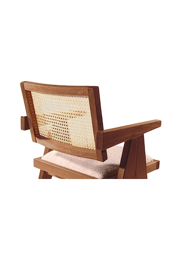 Luna Pergel Hazeranlı Model Hasırlı Natural Ahşap Sandalye Ceviz - Krem