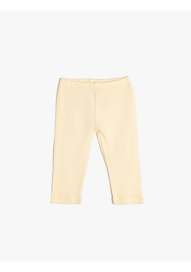 Koton Basic Ribanalı Tayt Beli Lastikli Pamuklu Bej 5wmg40037ak Ekru