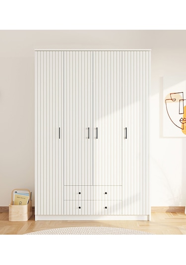 Rabi Mobilya İrem Country 4 Kapak 2 Çekmeceli Mega Gardırop