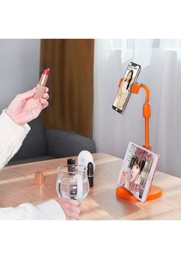 Woody Sofia Masa Üstü Tablet Ve Telefon Tutucu Plastik Aparat Turuncu Telefon Standı