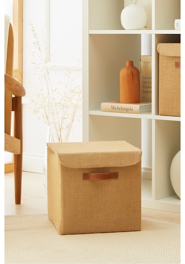 Ocean Home Textile Jüt Kapaklı Kutu 30 x 30 x 30 cm