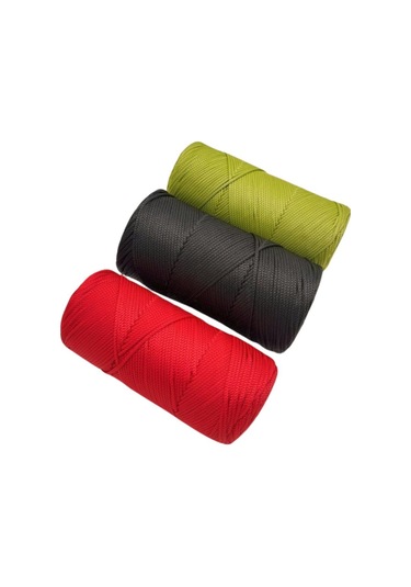 Çanta Aksesuar Polyester Makrome Set Kırmızı, Fıstık Yeşil, Antrasit