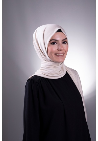 Bej Düz Klasik Şal Viskon Kumaş Likralı Penye 202101_12 Bej