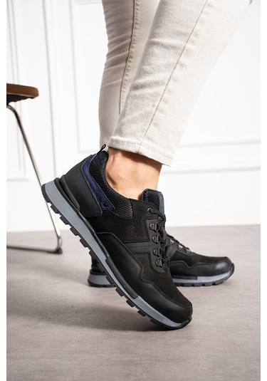 Albishoes Erkek Hakiki Deri Kaymaz Taban Suya Dayanıklı Kışlık Outdoor Anatomik Trekking Ayakkabı Siyah