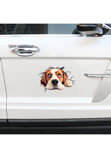 Kişilik Köpek Yavrusu 3d Araba Çıkartmaları Su Geçirmez Araba Gövde Bloğu Çizikler Simülasyon Çıkartmaları Pugs