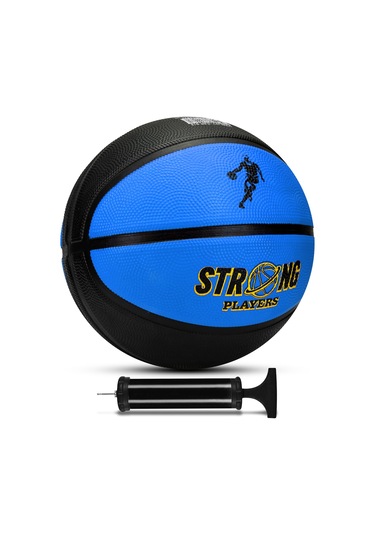 Telvesse Strong Basketbol Topu Pompalı Full Kauçuk Dayanıklı Deep Channel Kabartma No:7 B12 Mavi