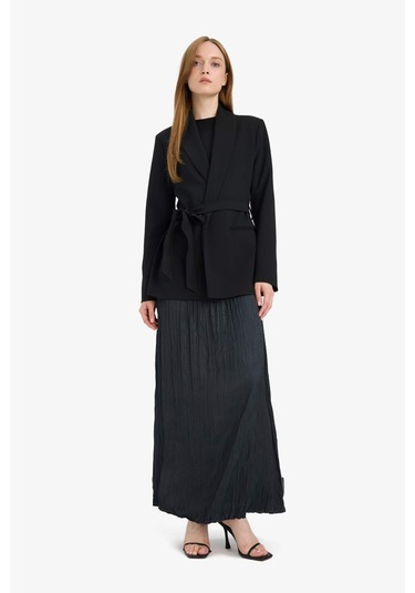DeFacto A Kesim Saten Maxi Etek D2139AX25SPBK26 Siyah