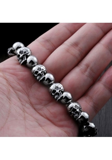 Novahub Moda Punk İskelet Bilezik Kişilik Moda Erkekler Takı Siyah