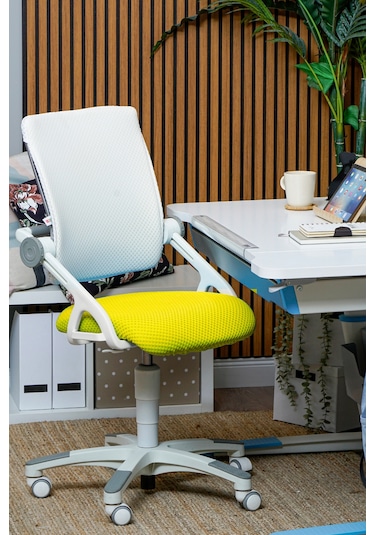 Creo Mobili Yükseklik Ve Sırt Ayarlı Sirius Çalışma Sandalyesi Ofis Ve Bilgisayar Koltuğu Beyaz/sarı Gri