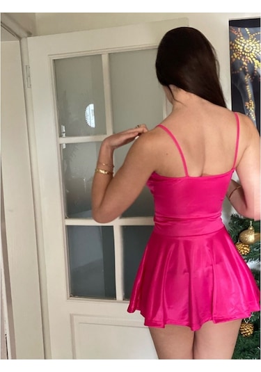 Saten Kuşgözlü Kiloş Elbise (529859441)