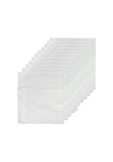 12li Paket Klasik Cep Hediyelik Bayram Mendili %100 Pamuklu 30x30 Cm Beyaz