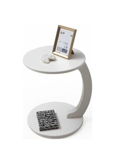 Lunora Kayın Ahşap C Yan Sehpa Beyaz