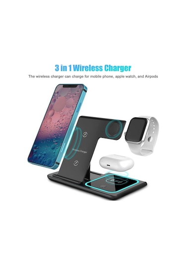 Maiyame Kablosuz Şarj Cihazı 3'ü 1 Arada Kablosuz Şarj Pedi Qi 15 W Hızlı Kablosuz Şarj İstasyonu