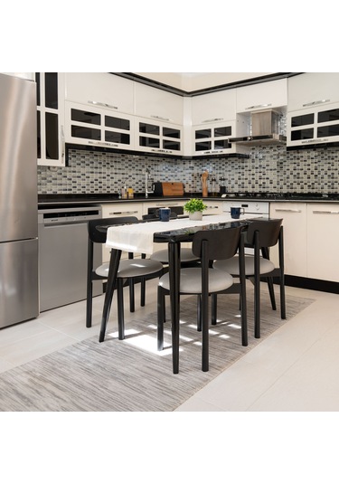 Keynote Siyah Ahşap 4'lü Mutfak Salon Yemek Odası Sandalyesi