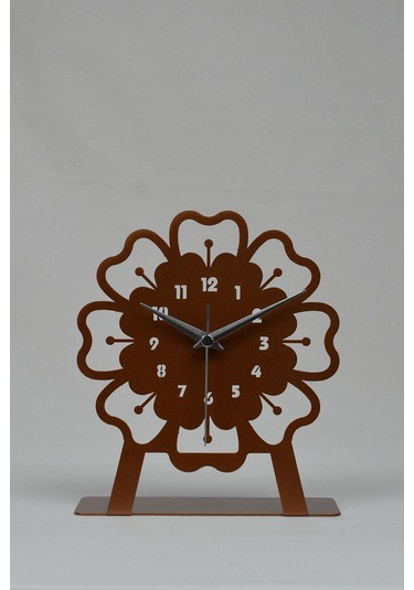 Mercan Model Metal Lazer Kesim Akar Sessiz Mekanizmalı Masa Saati Bakır