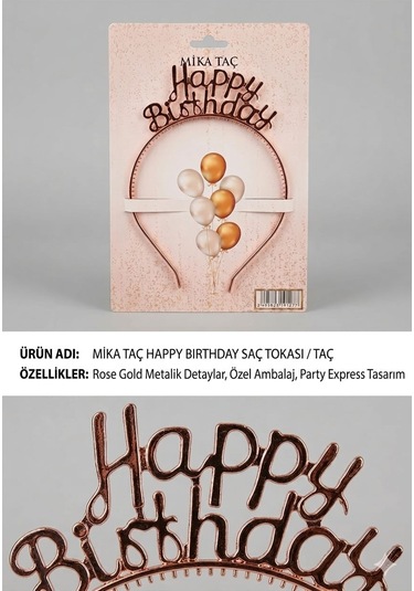 Mika Taç Happy Birthday - Rose Gold Tüm Yaşlar