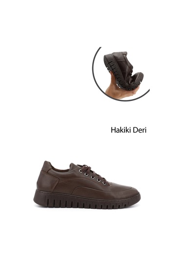 Gönderi R Kahverengi Bağcıklı Hakiki Deri Comfort Ayakkabı Kahverengi
