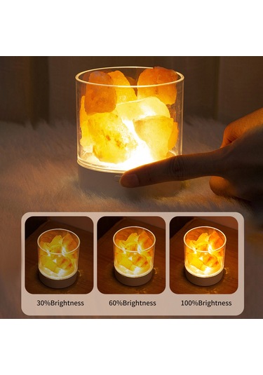 Qingmipy Doğal Himalaya Tuz Lambası - 7 Renkli Led Işık, Usb Şarjlı Hava Temizleyici Dekoratif Aydınlatma Beyaz