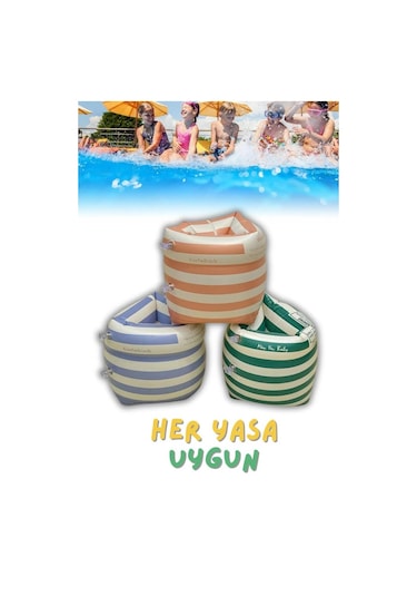 Çizgi Desen Turuncu Her Yaşa Uygun Yürüyen Kolluk, Şişme Deniz Havuz Yüzme Kolluğu, Yüzme Ekipmanları Turuncu