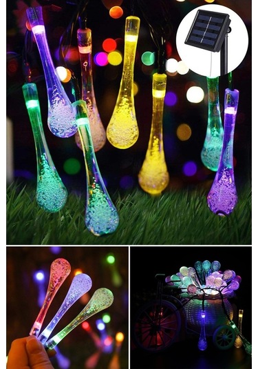 Trendpoint Solar 30 Ledli Su Damlası Model 8 Modlu Güneş Enerjili Çok Renkli